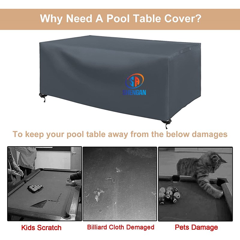 7/8/9ft pool table cover, waterproof and sunscreen pool cover Polyester, suitable for snooker pool table cover