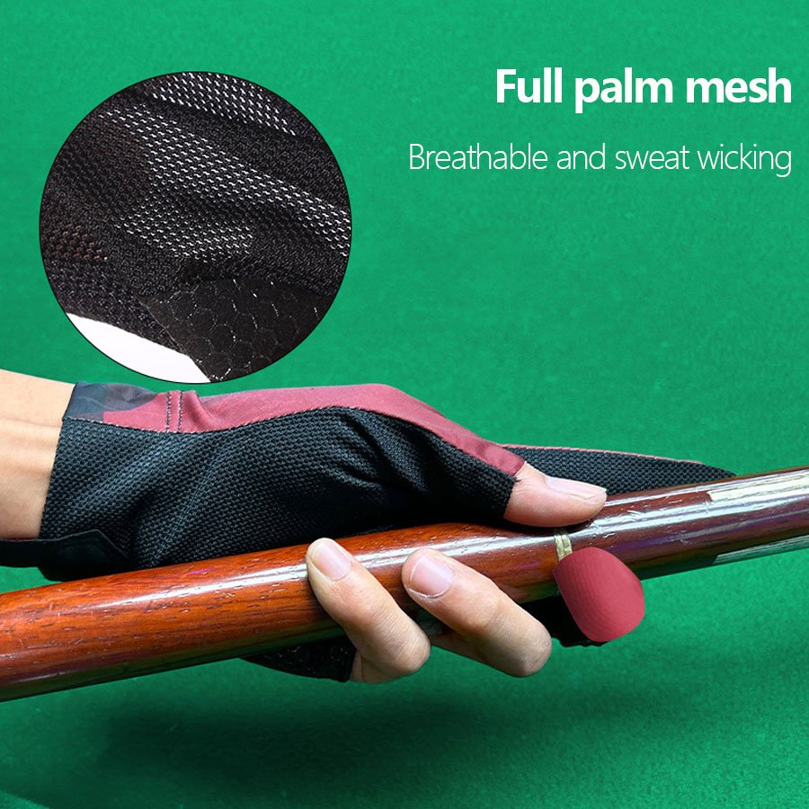 Customized breathable and anti slip three finger billiards gloves anti billiards and snooker gloves