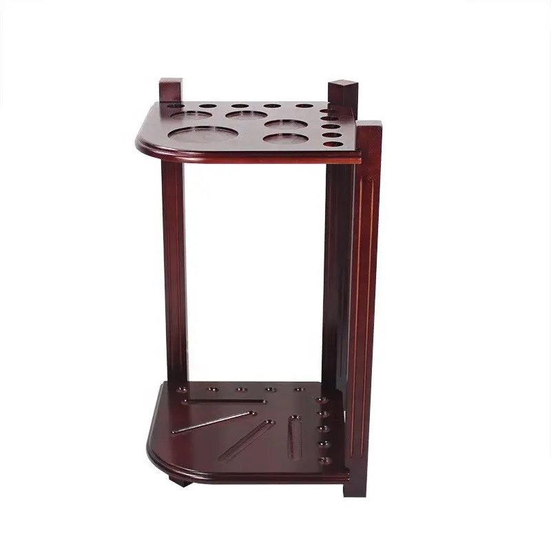 Strong Quality 10 Holes Solid Wood Billiard Pool Snooker Cue Standing Rack Holder