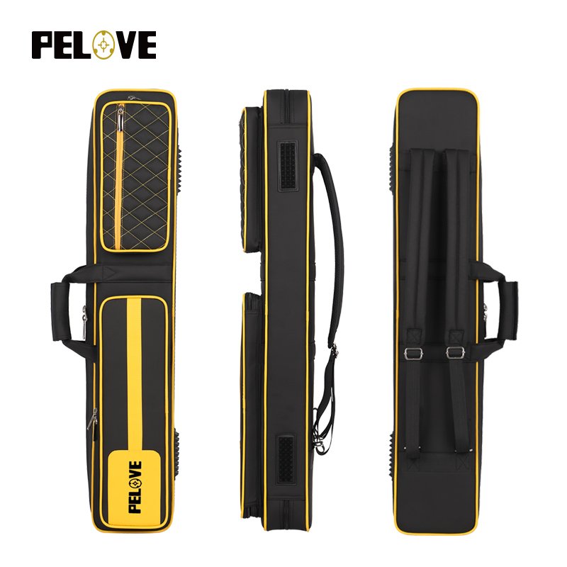 Factory custom 4 shafts 4 butts large 8 holes professional portable double shoulder back billiard cue bag soft billiard cue case
