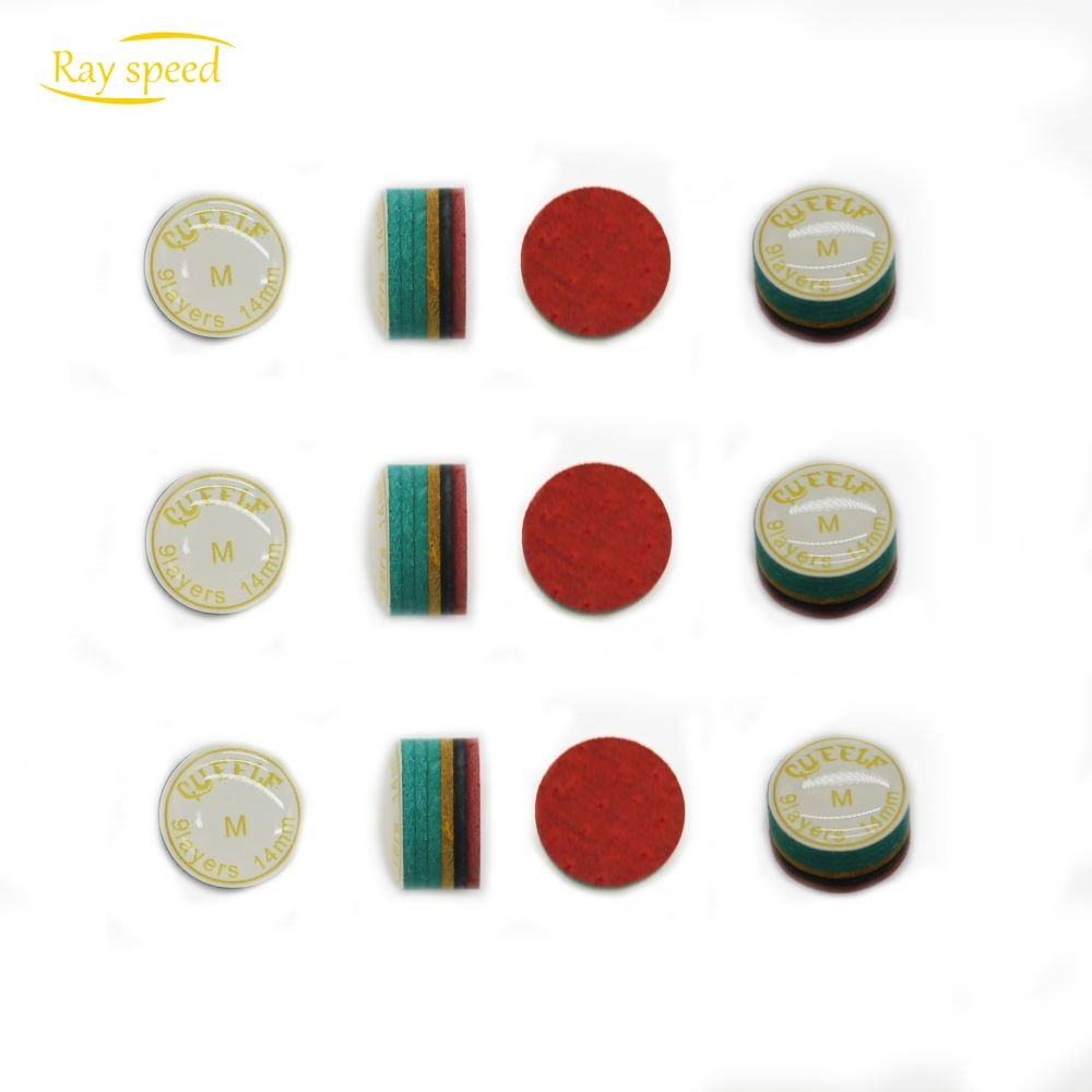 Rayspeed Hot Sale High Quality 14mm 6 Layers Colorful Leather Pool Billiard Snooker Cue Accessories Tips
