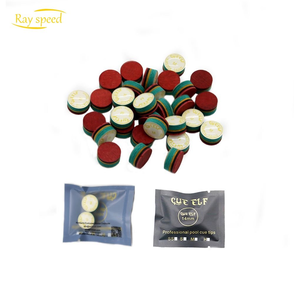 Rayspeed Hot Sale High Quality 14mm 6 Layers Colorful Leather Pool Billiard Snooker Cue Accessories Tips