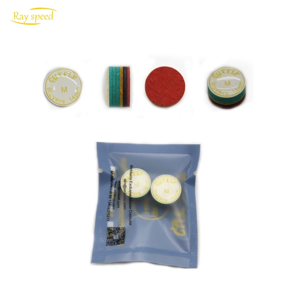 Rayspeed Hot Sale High Quality 14mm 6 Layers Colorful Leather Pool Billiard Snooker Cue Accessories Tips