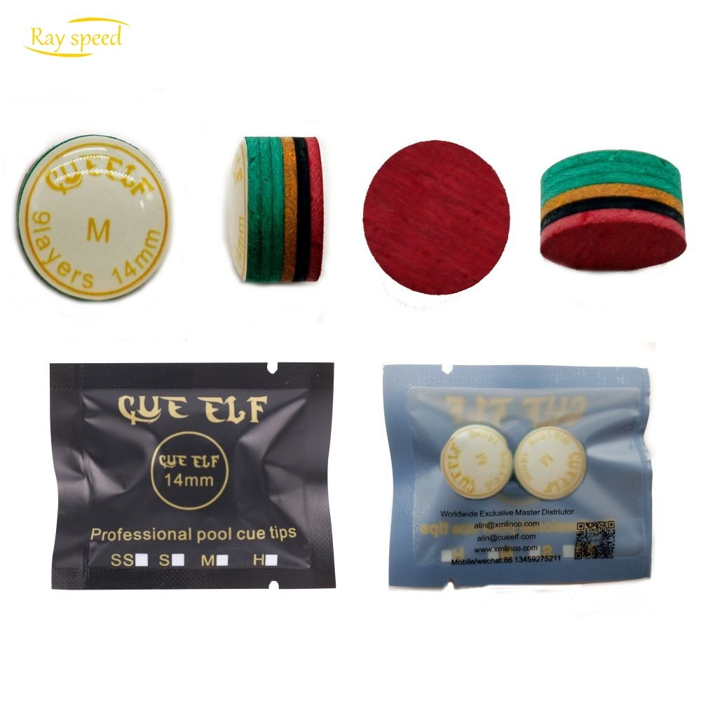 Rayspeed Hot Sale High Quality 14mm 6 Layers Colorful Leather Pool Billiard Snooker Cue Accessories Tips