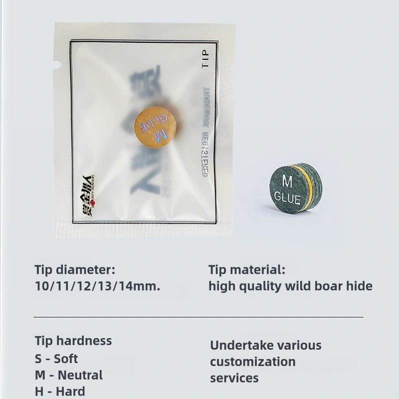 In Stock Wholesale Billiard Accessories Pig Skin Snooker Kamui Cue Tip 10Mm