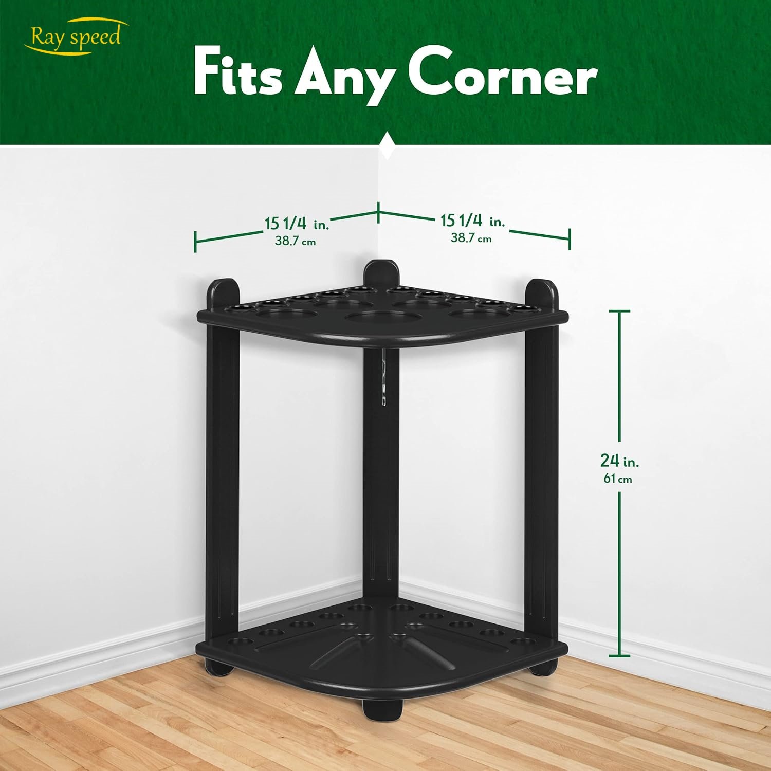 Rayspeed Pool Cue Rack Hold up to 8 Sticks & Billiard Accessories, Floor Stand Pool Cue Stick Holder Made of 100% Solid Hardwood
