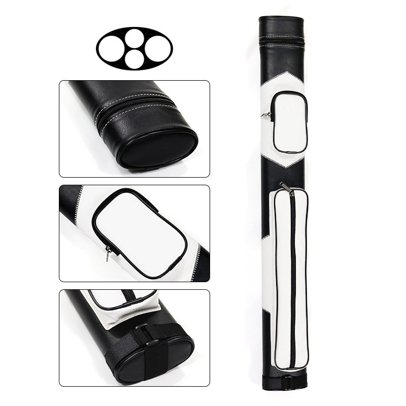 2B2S Black White Color 4holes Snooker Billiard Pool Cue Case Holder Bag