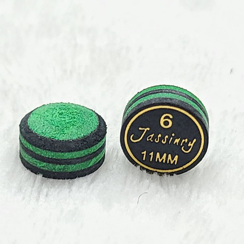 Jassinry custom 11mm Black and green Pool cue tips 6layers pigskin in free hardness billiard snooker tips Billiard accessories