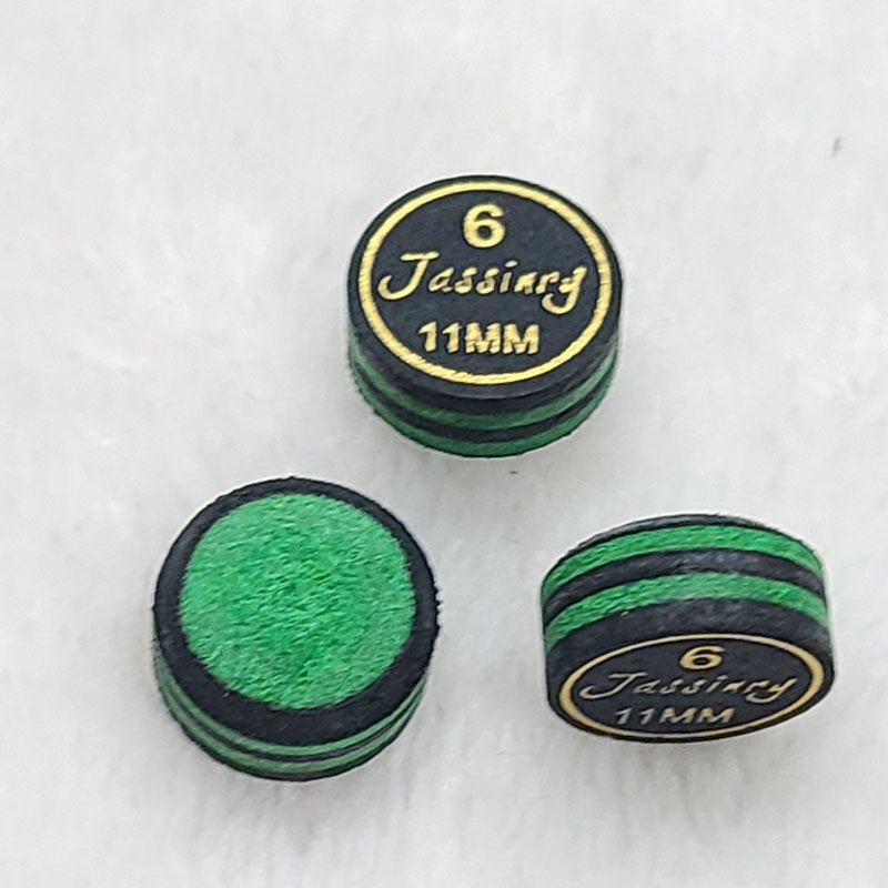 Jassinry custom 11mm Black and green Pool cue tips 6layers pigskin in free hardness billiard snooker tips Billiard accessories