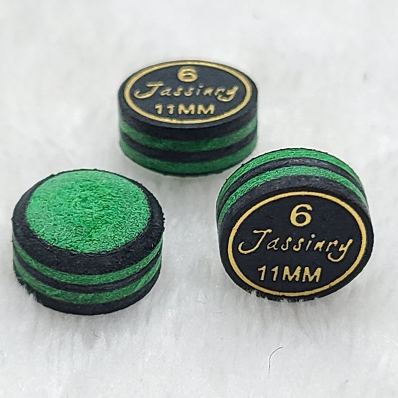 Jassinry custom 11mm Black and green Pool cue tips 6layers pigskin in free hardness billiard snooker tips Billiard accessories