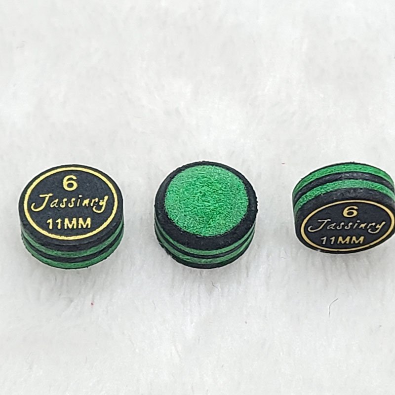 Jassinry custom 11mm Black and green Pool cue tips 6layers pigskin in free hardness billiard snooker tips Billiard accessories