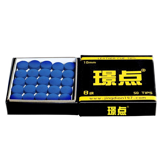Jing Dian 50 pieces/box 11mm leather club tip snooker pool tip black 8 leather tips