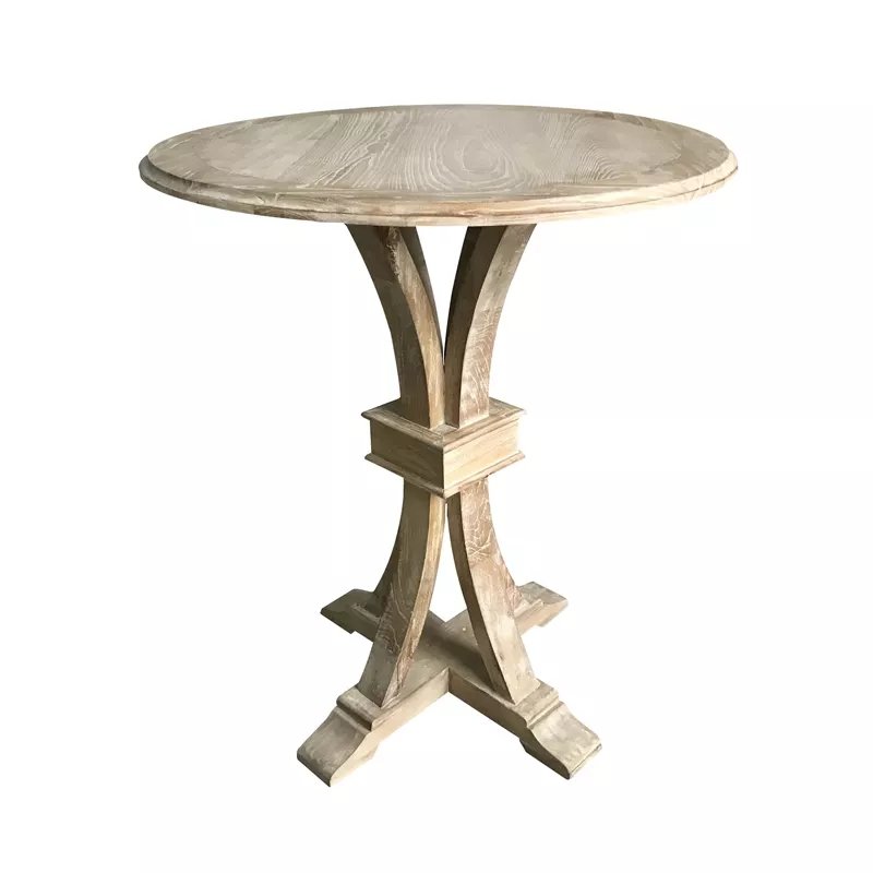 Mrs Woods New Design Solid Oak Wood Round Trestle Breakfast Tall Bar Table Pub For Event