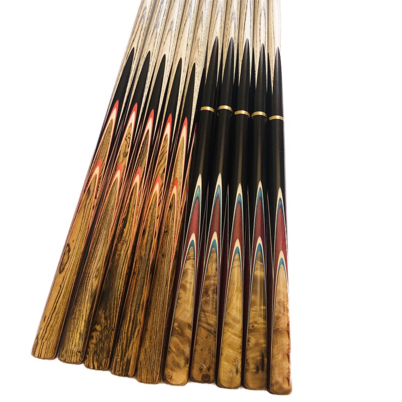 Wholesale Gold Ebony 3/4 Joint Snooker Cue Stick 1pc Ash Wood Pool Cue with Brass Steel Joint and 10mm Tip