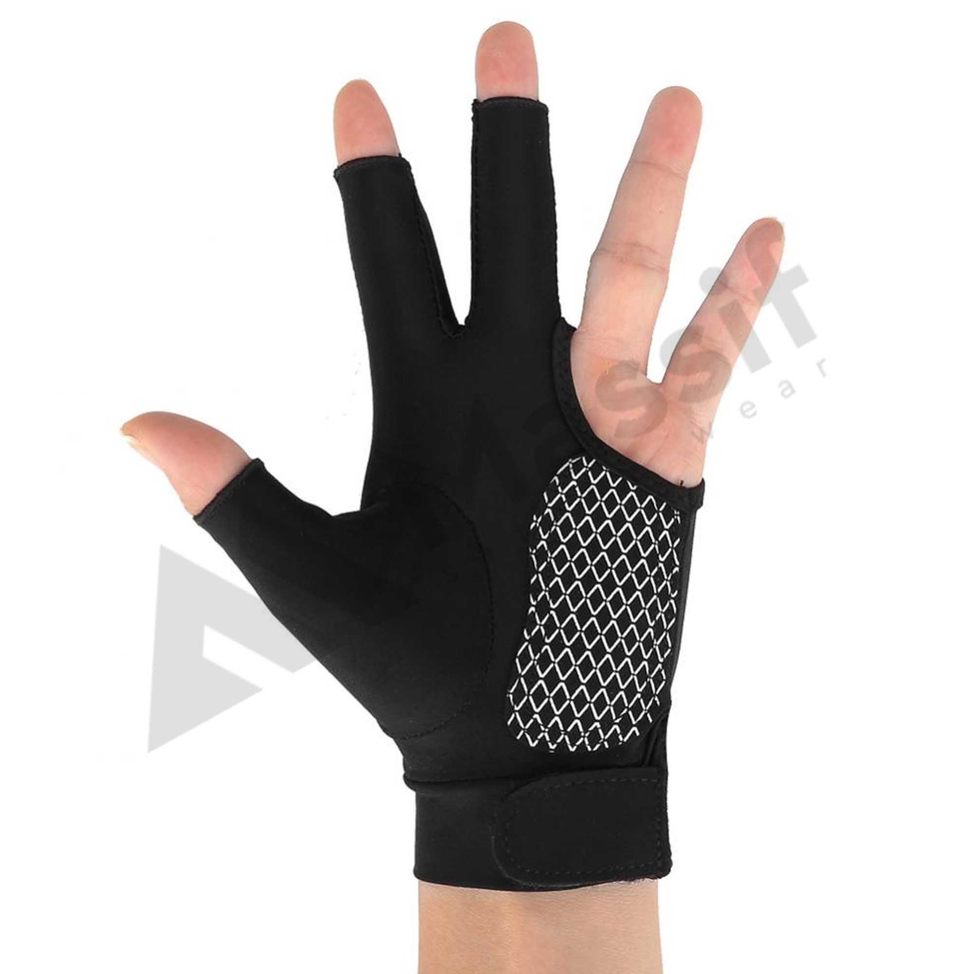1pc Anti-Skid Snooker Glove Three Finger Design Billiards Customizable Logo XXL Size Leather Wood Rod Pool Table Chalk Extension