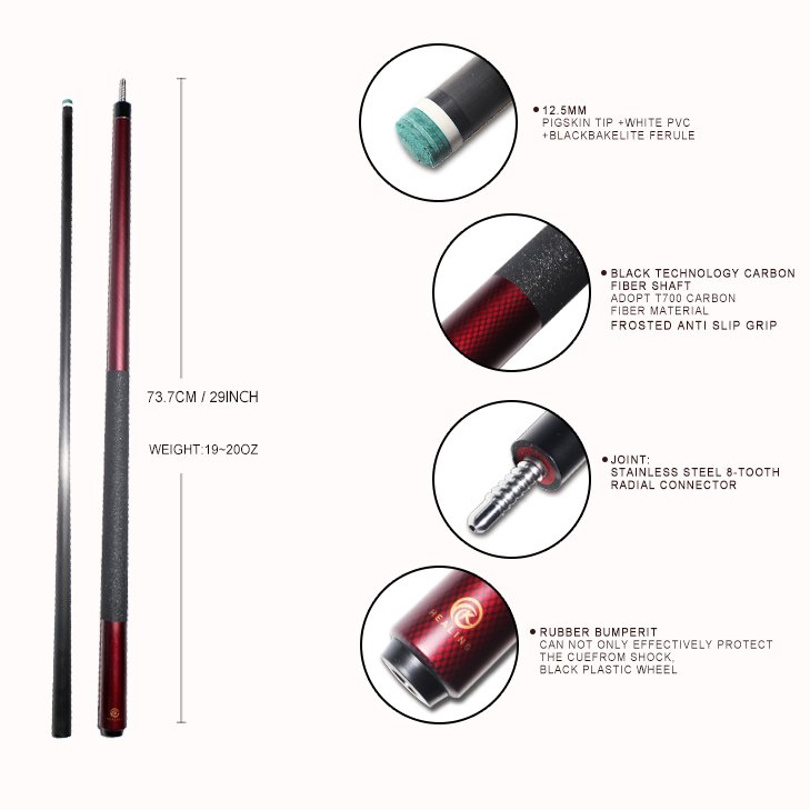 High Quality Professional Carbon Fiber Snooker Billiard Pool Cue Stick for nine-ball sports