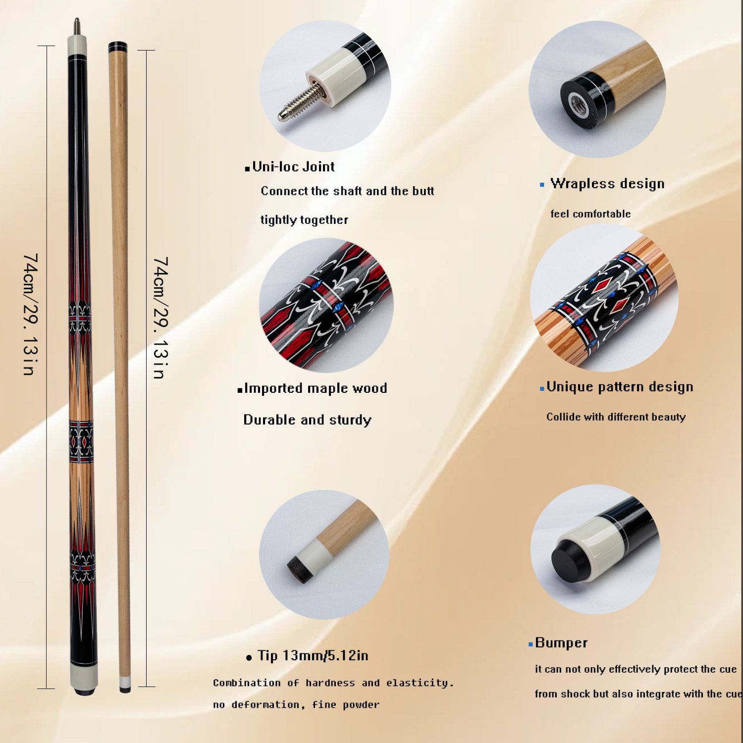Cheap cues Professional Pool Cue 2/1 Joint 13mm Billiards cue sticks