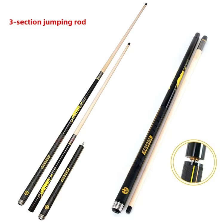 TQG-134 All-In-One Carbon Fiber Snooker Cue Ash Pole Maple Front Branch Leather Handle Steel 12mm Pool Jumping Club Flushing Rod