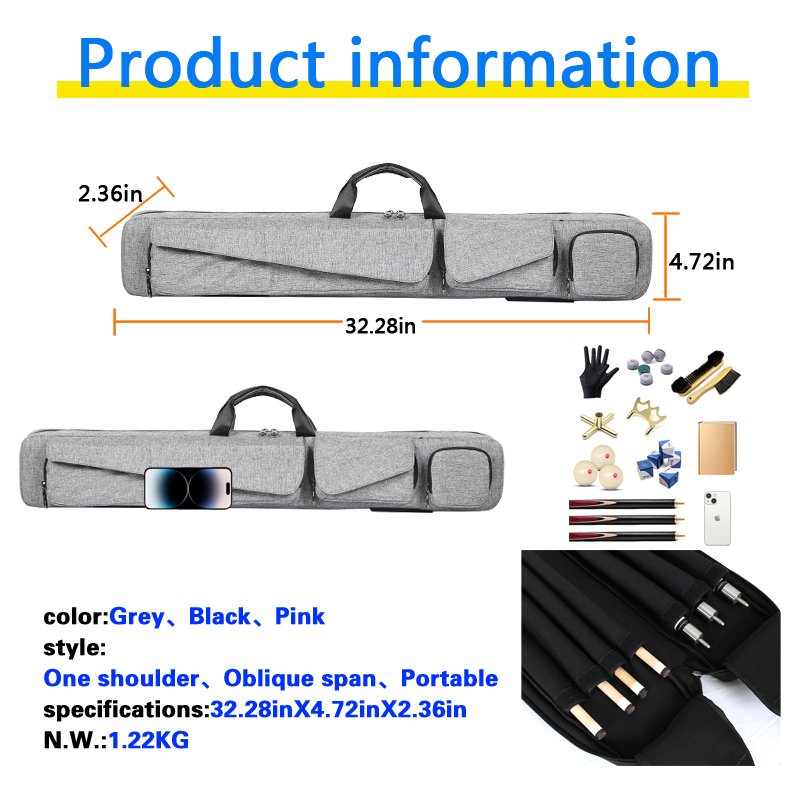 Custom 1/2 Barrel 3B4S Snooker Cue Case 7-Hole Oxford Cloth Billiard Pool Cue Bag