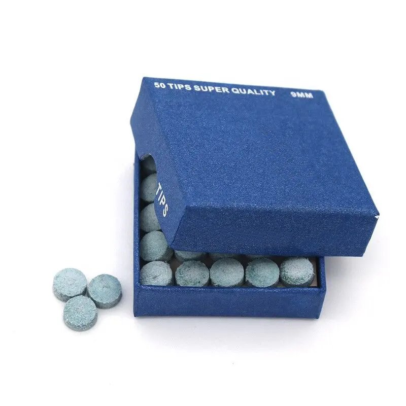 Popular Snooker Pool Cues Stick Tips 9mm 50piece/Box Profession Accessory