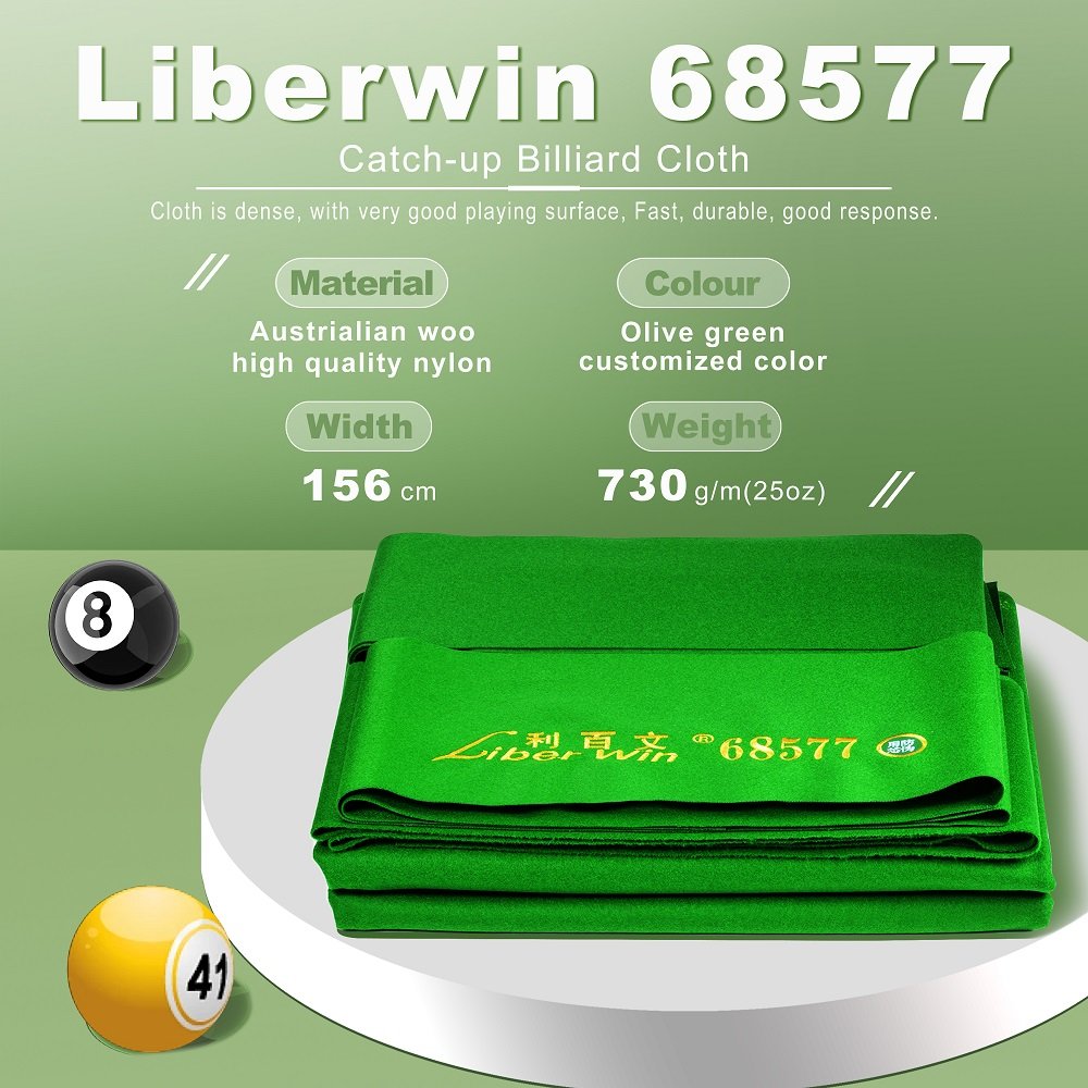 Waterproof Liberwin 68577 Billiard Cloth For french hot sell family used billiard pool dining table for sale snooker