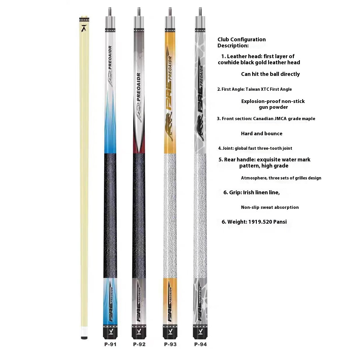 TQG-136-11.5-13mm American Large Head Mid-Head Split Pool Cue Chinese Black Eight Billiards Cue Cocobolo Snooker Billiard Cues