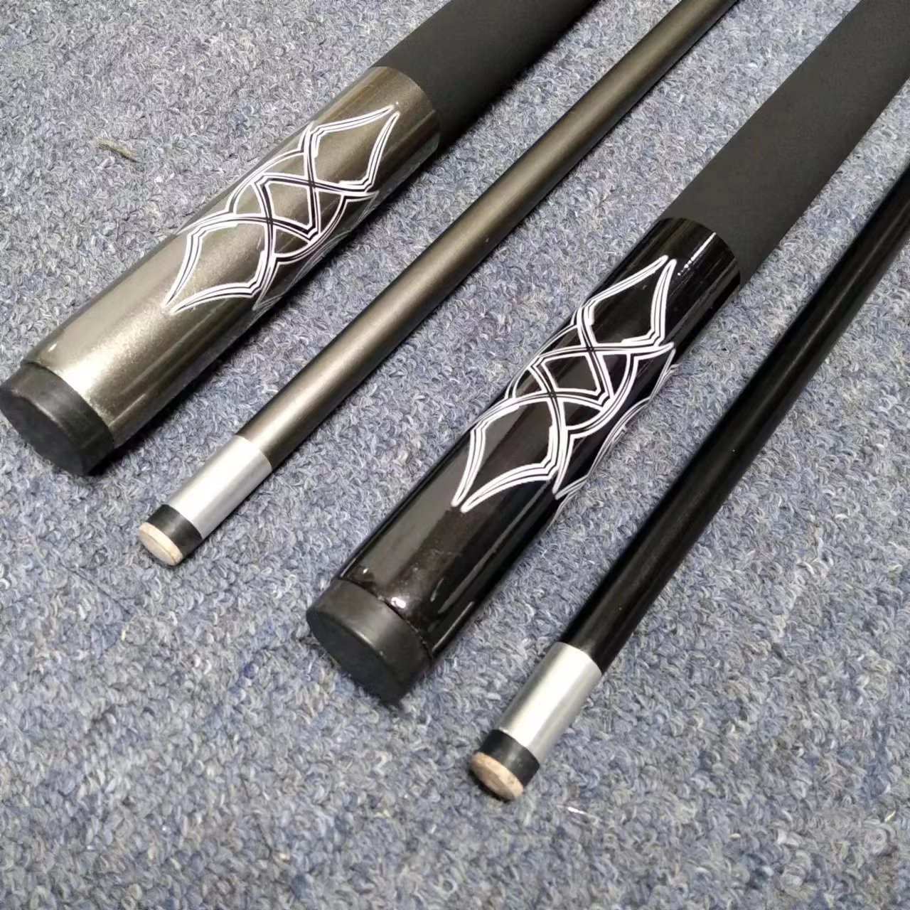 TQG-100-2024 New Arrival Billiard Cue Sticks 2-PC Center Joint Carbon Fiber 12MM-13MM Tips Wholesale Price for Snooker