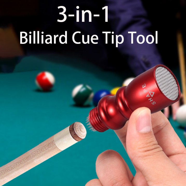 3 in 1 Including Shaping Scuffing and Aerating Billiard Snooker Pool Cue Tip Tool.