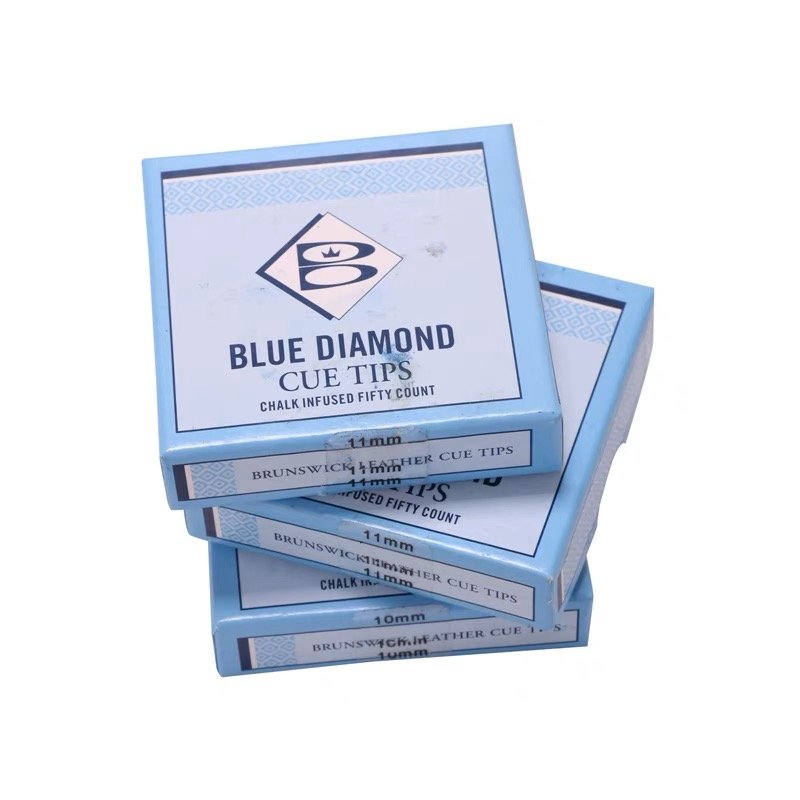 Imported BRUNSWICK Blue Diamond 50pcs/box 10mm 11mm 13mm M Leather Cue Tip Snooker Pool Tip Black 8leather Tip
