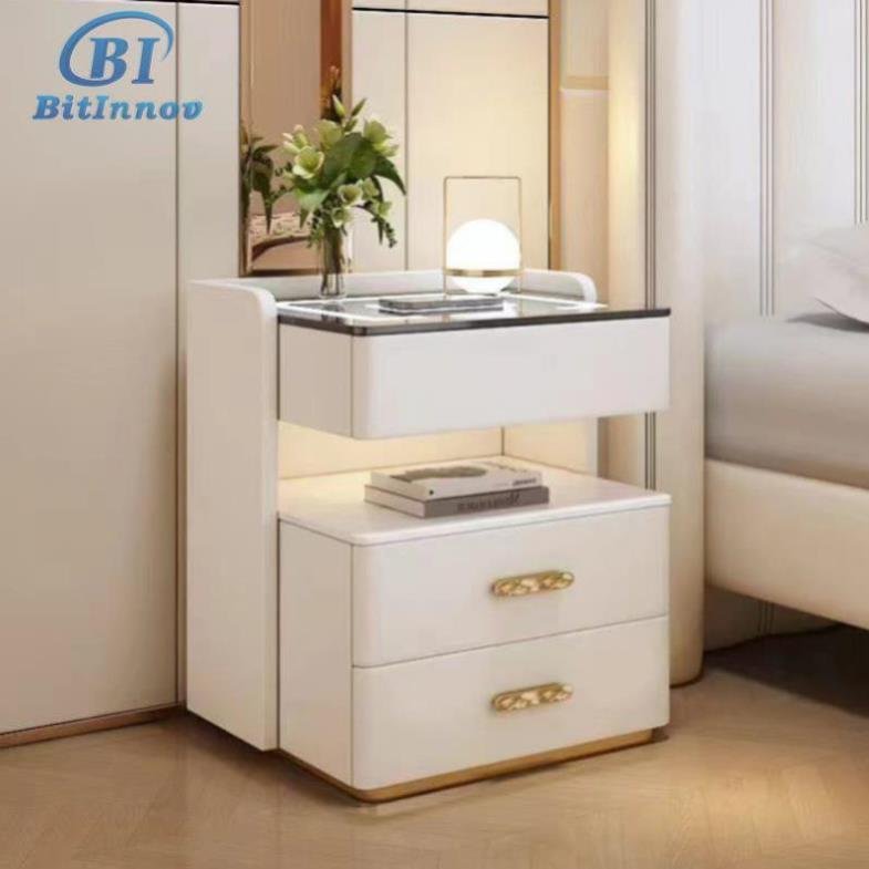 Simple Modern Intelligent Bedside Table Light Luxury Multifunctional Sound System With Lights Fingerprint Lock Wireless Charging