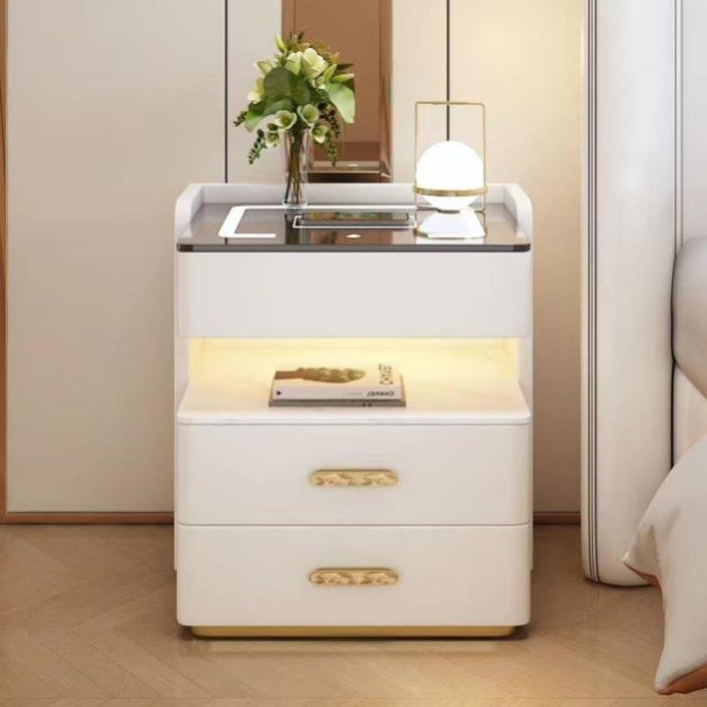 Simple Modern Intelligent Bedside Table Light Luxury Multifunctional Sound System With Lights Fingerprint Lock Wireless Charging