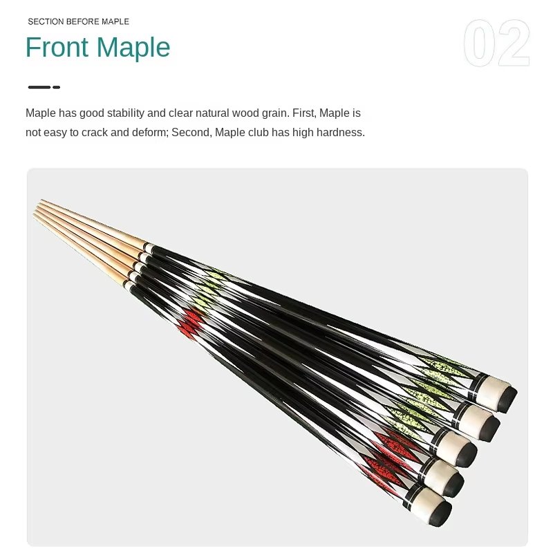 TQG-105 High Quality Ash Wood Pool Cue Stick Handmade 1/2 Joint Snooker Cue with Ebony & Fiberglass Butt Sleeve 10mm Tip