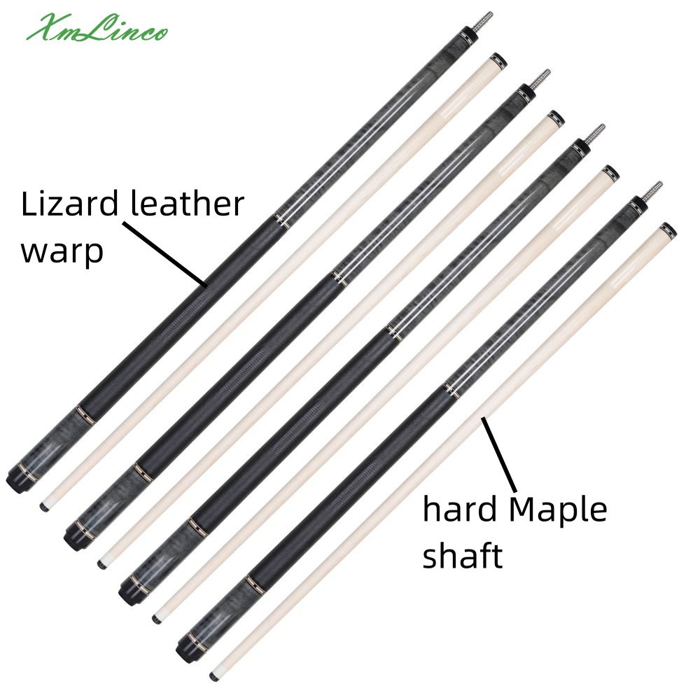 Xmlinco Handmade Billiard Sticker pool Cue Lizard Leather Warp Curly Wood 12.5mm Tip Size Hard Maple Shaft 58 Inches