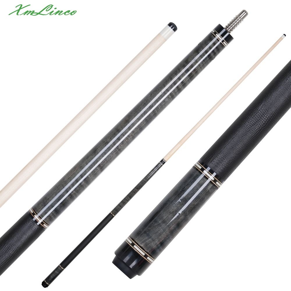 Xmlinco Handmade Billiard Sticker pool Cue Lizard Leather Warp Curly Wood 12.5mm Tip Size Hard Maple Shaft 58 Inches