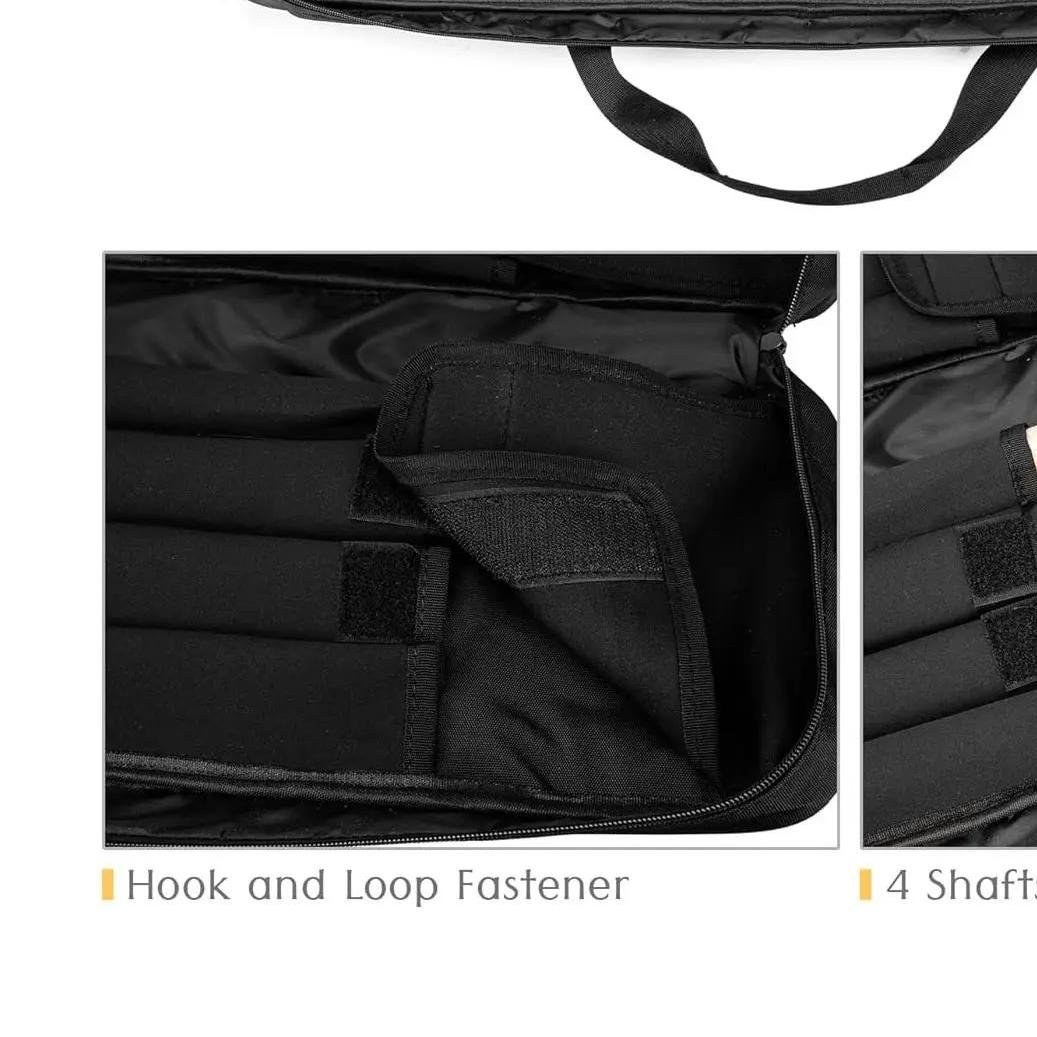 Custom Pool Cue Bag accommodates 4 hips and 4 shafts with soft cushioned multiple pockets and adjustable shoulder straps