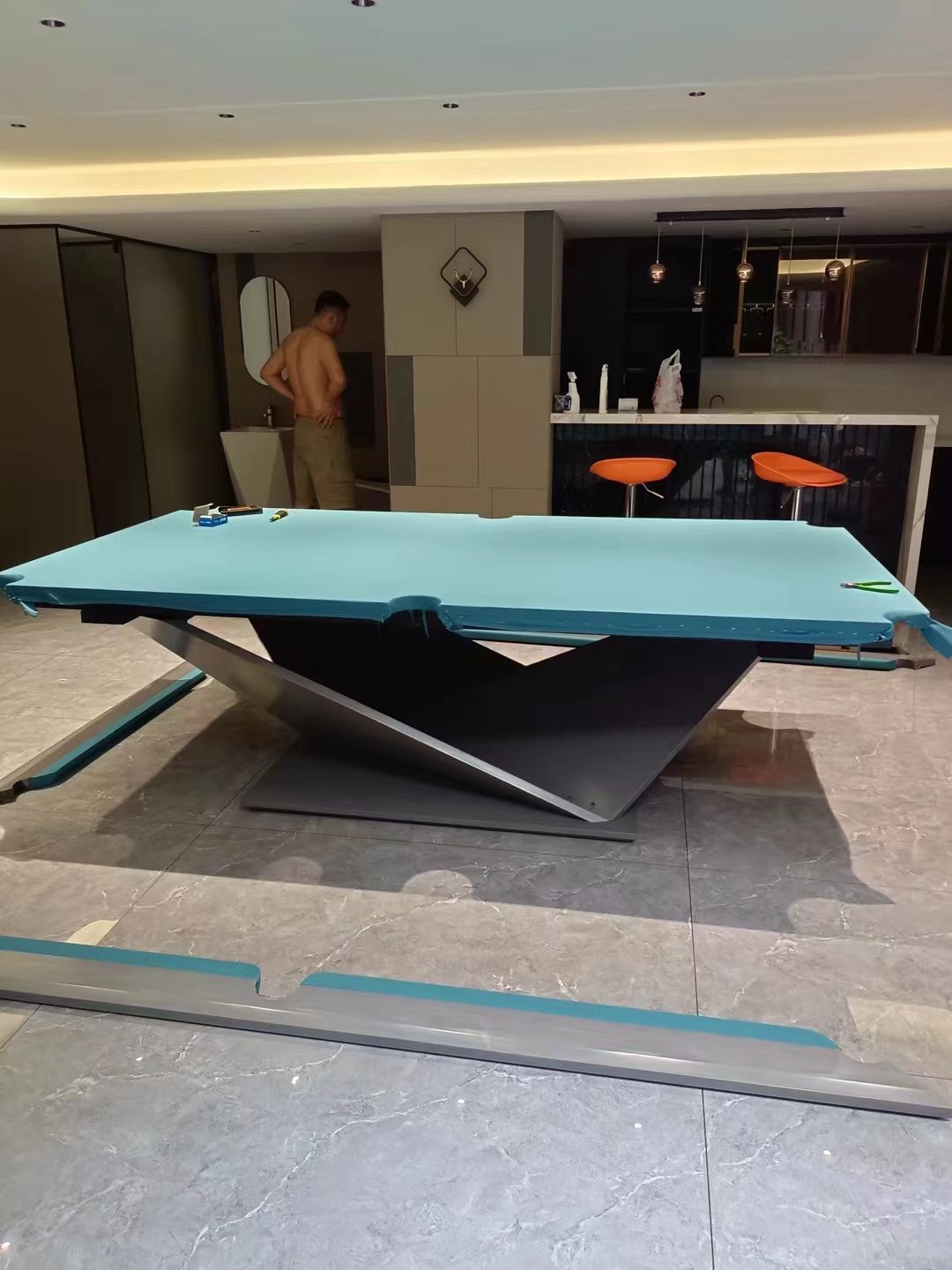 Ronsen factory direct cheap American style automatic ball return system Solid wood marble 8ft 9ft pool billiard table