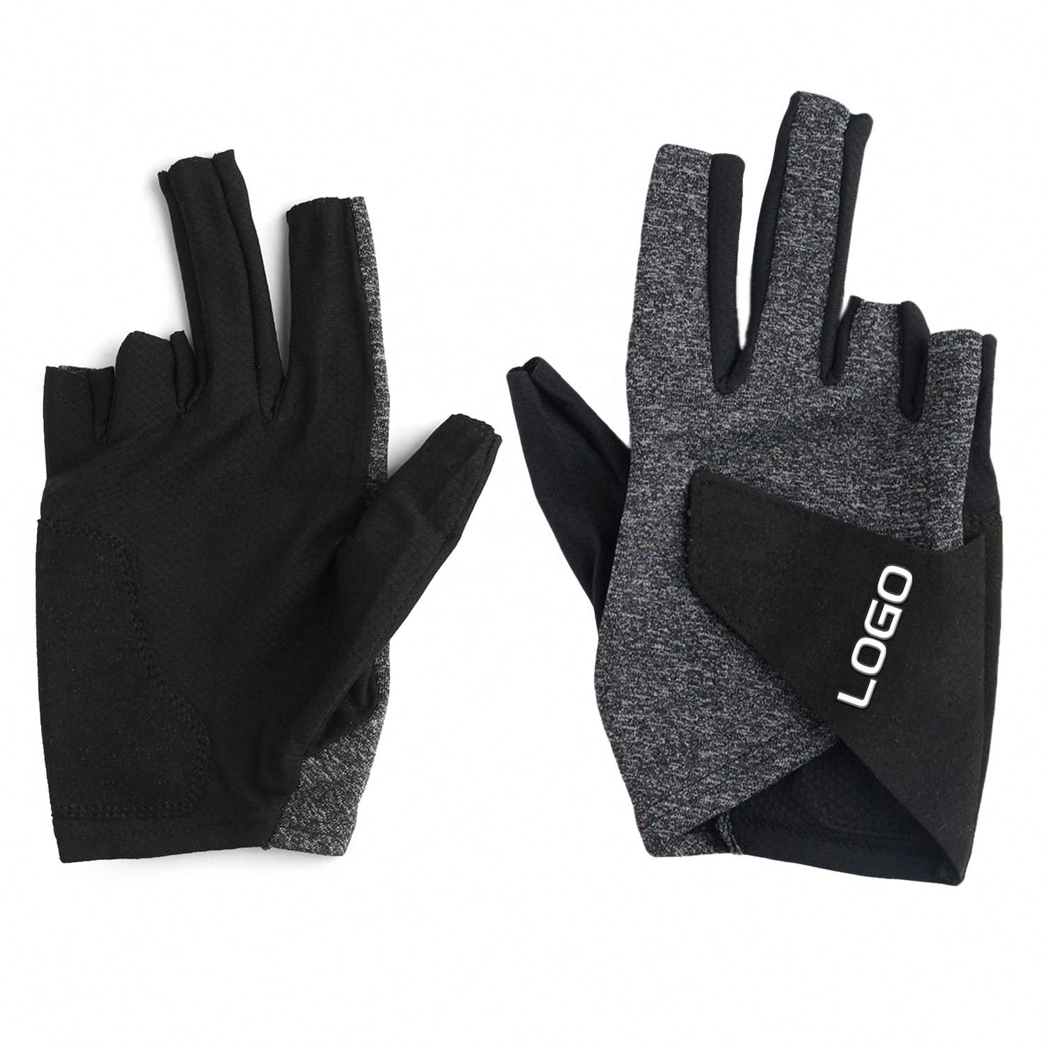 Low MOQ High Quality Custom Made Short Fingers Billiards Cue Gloves Vented Wrinkle Resistant Billiards Shooters Gloves