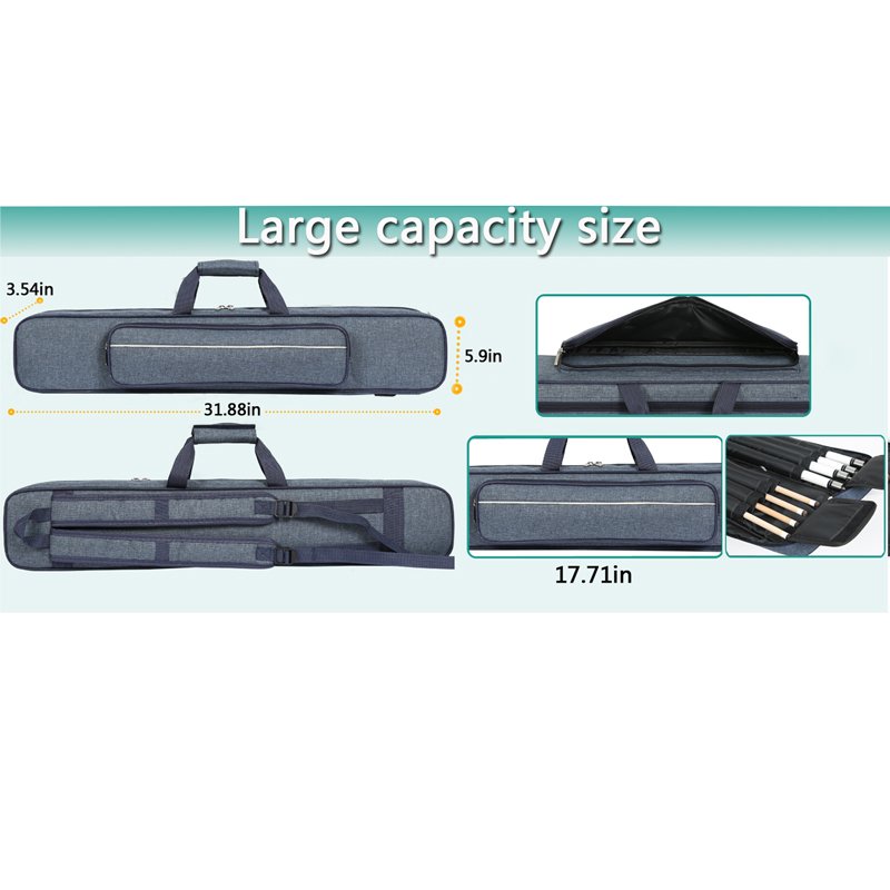 1/2 Split Canvas Cue Bag with 8 Holes 4 Butt 4 Shaft Billiard Pool Cue Case Snooker & Billiard Accessories Wholesale