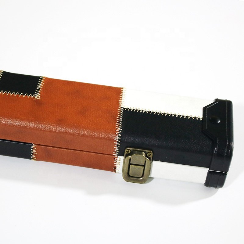 Popular 3/4-PC Snooker Wooden Box Hold 1 butt 1 shaft of Billiard Cue Leather Patchwork Case