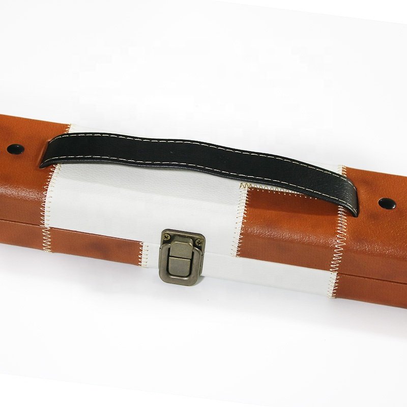 Popular 3/4-PC Snooker Wooden Box Hold 1 butt 1 shaft of Billiard Cue Leather Patchwork Case