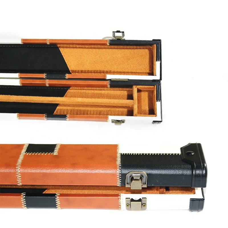 Popular 3/4-PC Snooker Wooden Box Hold 1 butt 1 shaft of Billiard Cue Leather Patchwork Case
