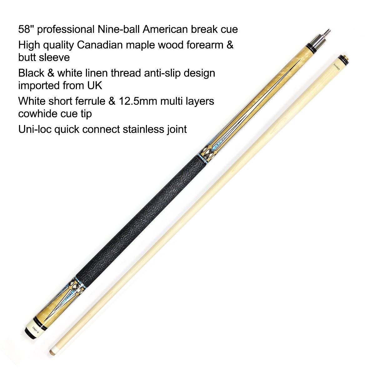 TQG-141 Large Head American Table Cue Set Maple Cue 4-Hole Barrel Three-Section Jumping Rod Pool Chalk Snooker Billiard Players