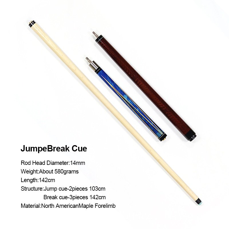 TQG-141 Large Head American Table Cue Set Maple Cue 4-Hole Barrel Three-Section Jumping Rod Pool Chalk Snooker Billiard Players