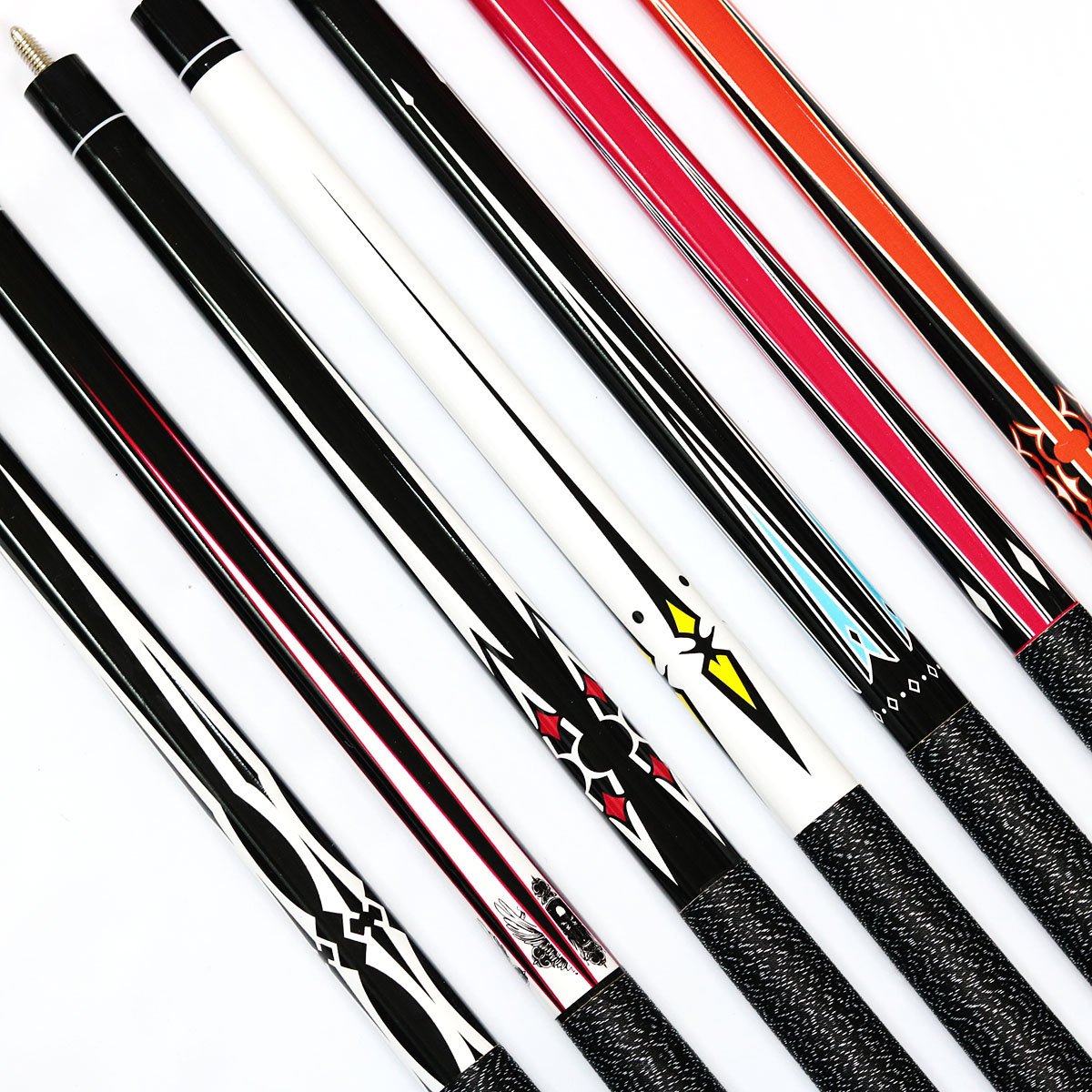 Factory Sell 1/2-pc Nine-ball Pool Billiard Cue with Different Decal 57inch Billiard Que Sticks