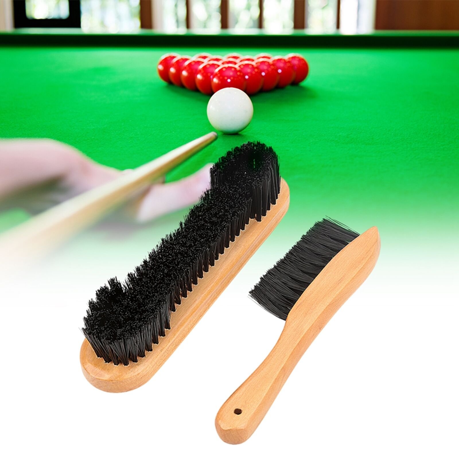 Set Of 2 Billiards Pool Table Rail Brush Snooker Wood Fabrics Cleaning Table Corner Brush