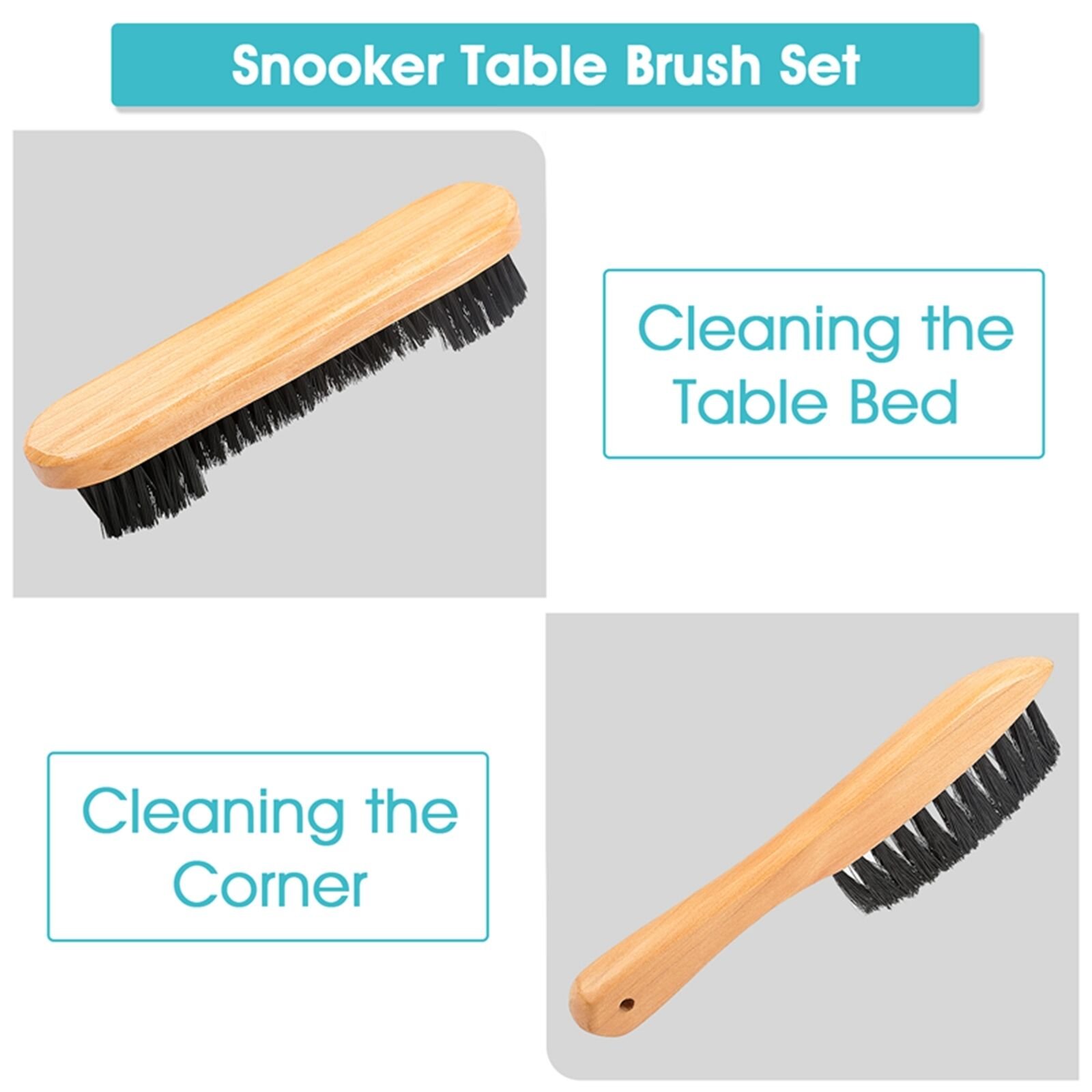 Set Of 2 Billiards Pool Table Rail Brush Snooker Wood Fabrics Cleaning Table Corner Brush