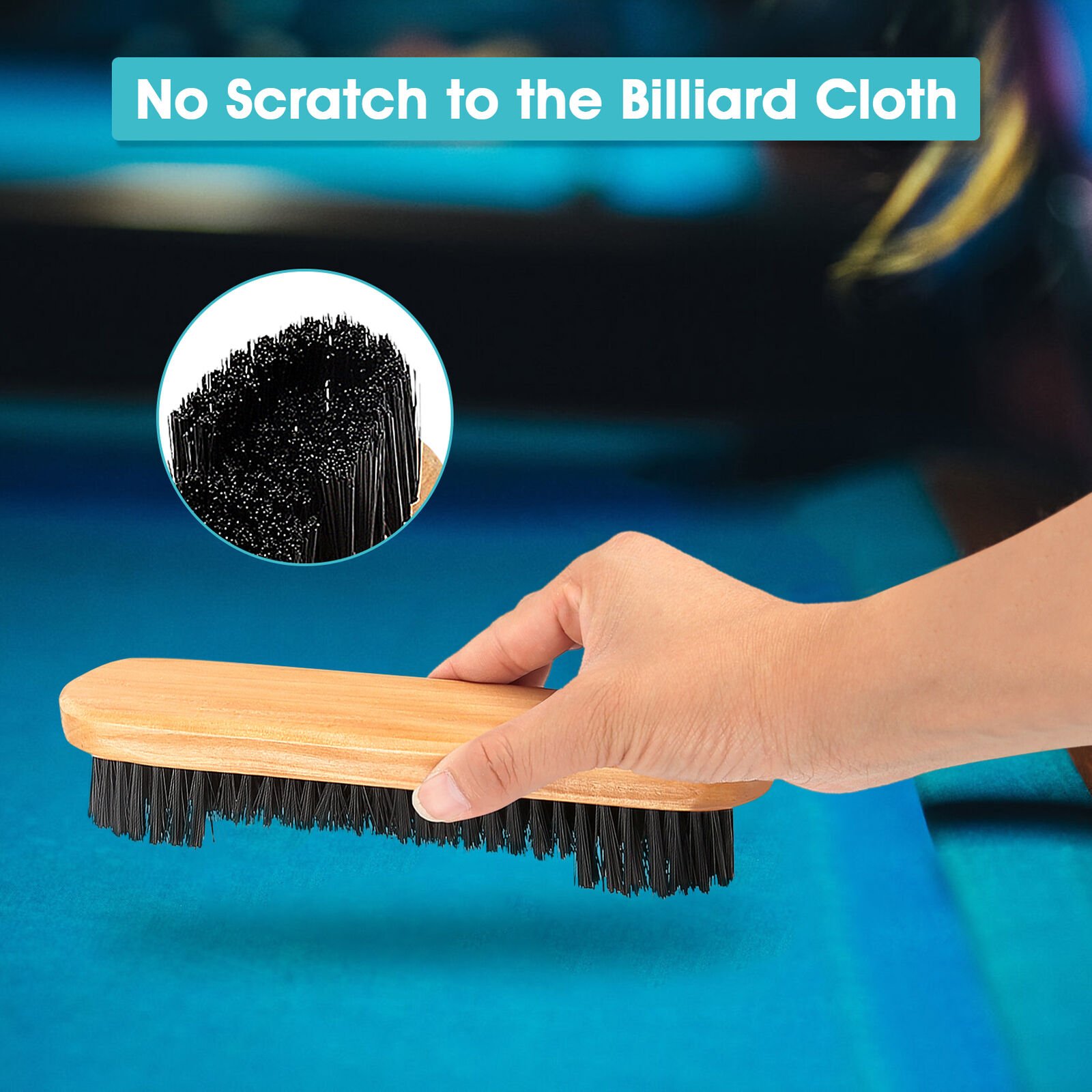 Set Of 2 Billiards Pool Table Rail Brush Snooker Wood Fabrics Cleaning Table Corner Brush