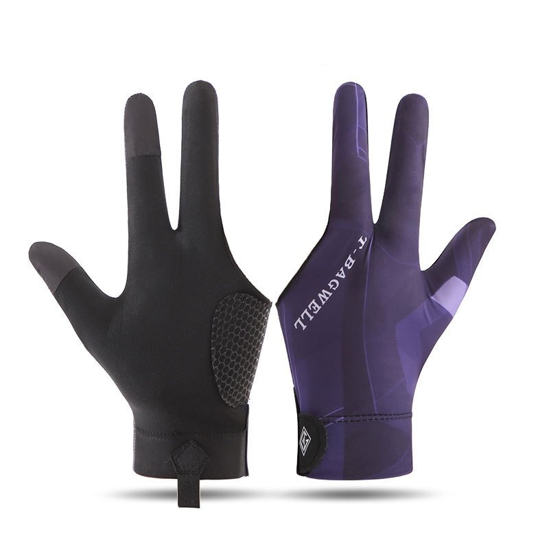 High quality professional snooker billiard gloves leakage three fingers ice silk breathable non-slip left hand single pool glove