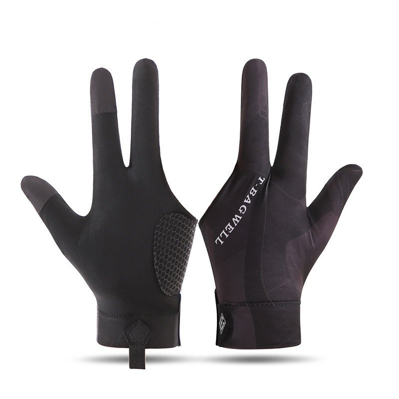 High quality professional snooker billiard gloves leakage three fingers ice silk breathable non-slip left hand single pool glove