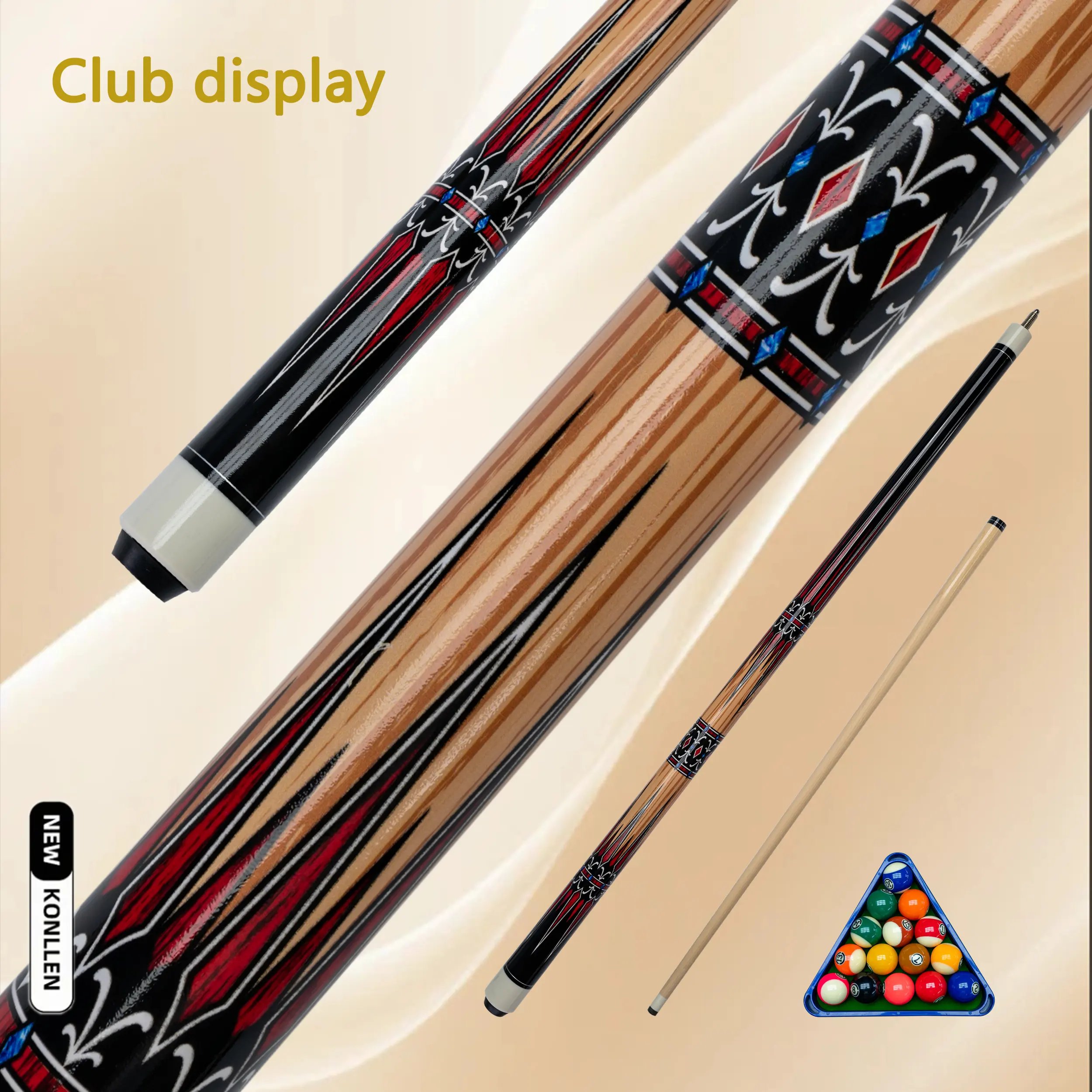 Naipni Wholesale Maple Wood 57 inch 1/2 Jointed 13mm Tip Billiard Pool Cue Stick